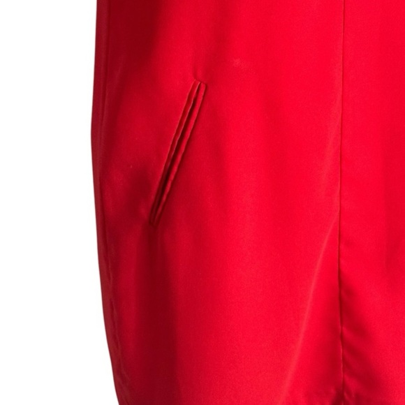 BANANA REPUBLIC Mini Dress Curved Hem Shift Red V Neck Pockets Size 2 Work Party - Picture 6 of 10
